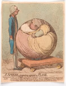 Gillray, A sphere projecting against a plane, 1792