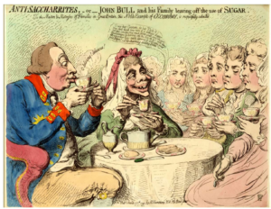 Gillray, Drinking tea without sugar, 1792